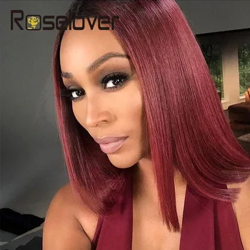 

4x4 Lace Closure Wigs Burgundy Brazlian Remy Straight Lace Closure Human Hair Wigs For Black Women Human Hair Wig Pre Plucked