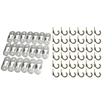 

20 Pcs 44Mm Metal Keyhole Hanger Fasteners Picture Photo Painting Fasteners & 30Pcs Vintage Bronze Wall Mounted Single Hook Hang