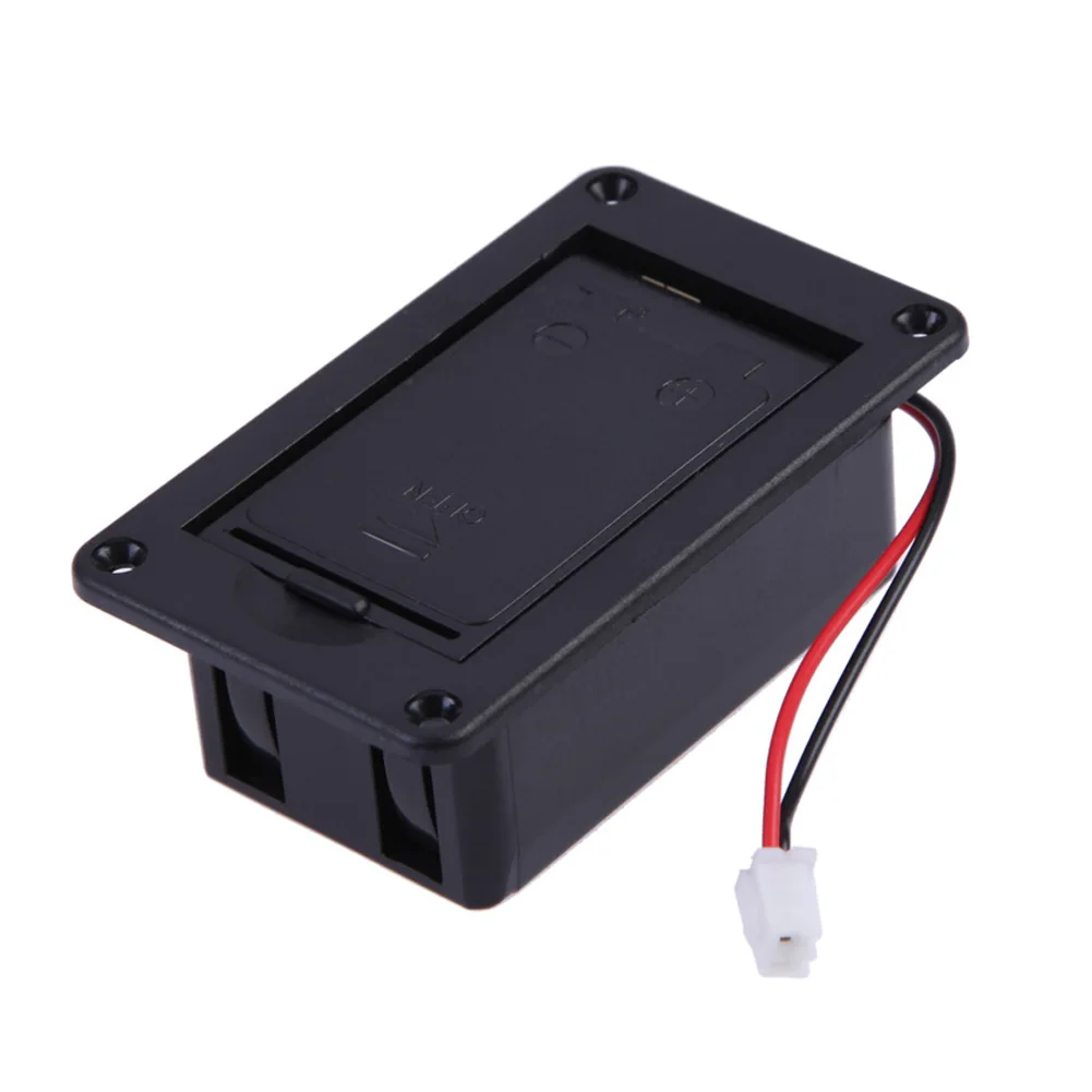 9V Battery Holder Case Box Cover For Guitar Bass Ukulele Active Pickup Connector with wires inside the box 1PC battery storage box,battery case,battery holder,battery box