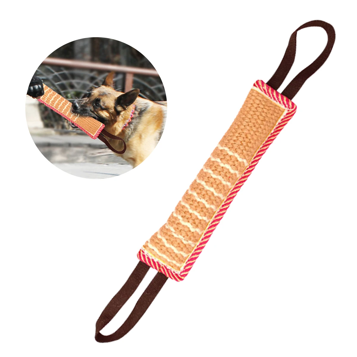 

Dog Bite Tug Toy Jute K9 Tug Toy With Two Handles For Adult Dogs Puppies Teeth Healthy For Dogs Pet Training Play Throw 2 Size