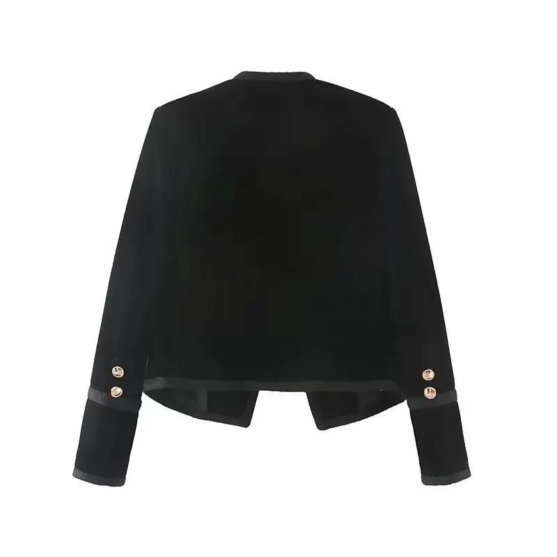 

Wt45 2019 Autumn New Products Versitile Fashion Long Sleeve Slim Fit Elegant Button Ornaments Leisure Suit Cropped Jacket