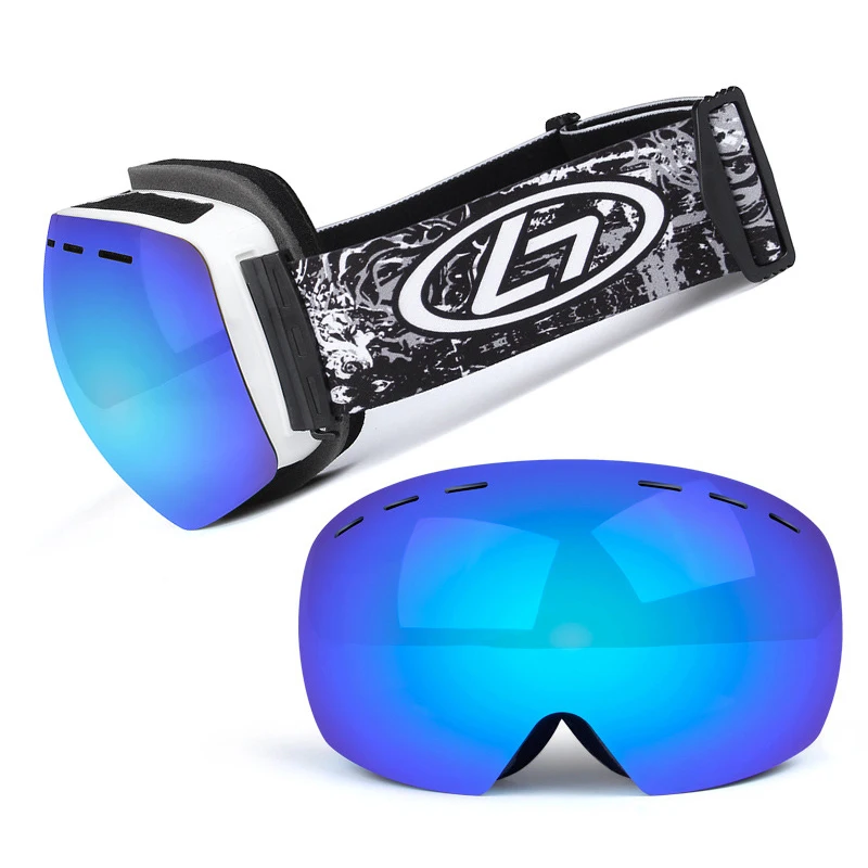 Лыжные очки с магнитным двойным слоем Поляризованные линзы для катания на лыжах противотуманные UV400 очки для сноуборда для мужчин и женщин лыжный Чехол для очков - Цвет: 1