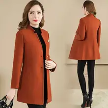 Quality Woolen Stand-up Slim Women's Coat Women's L826 Long Winter New Coat Coat High Collar Coat Woolen Autumn Slim Trench Coat