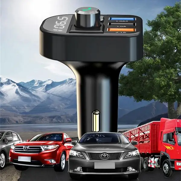 3.1A 3 USB Автомобильное зарядное устройство со светодиодом дисплей FM bluetooth передатчик Громкая связь MP3-плеер для iPhone X XR Xs Note9 S9 Mi8
