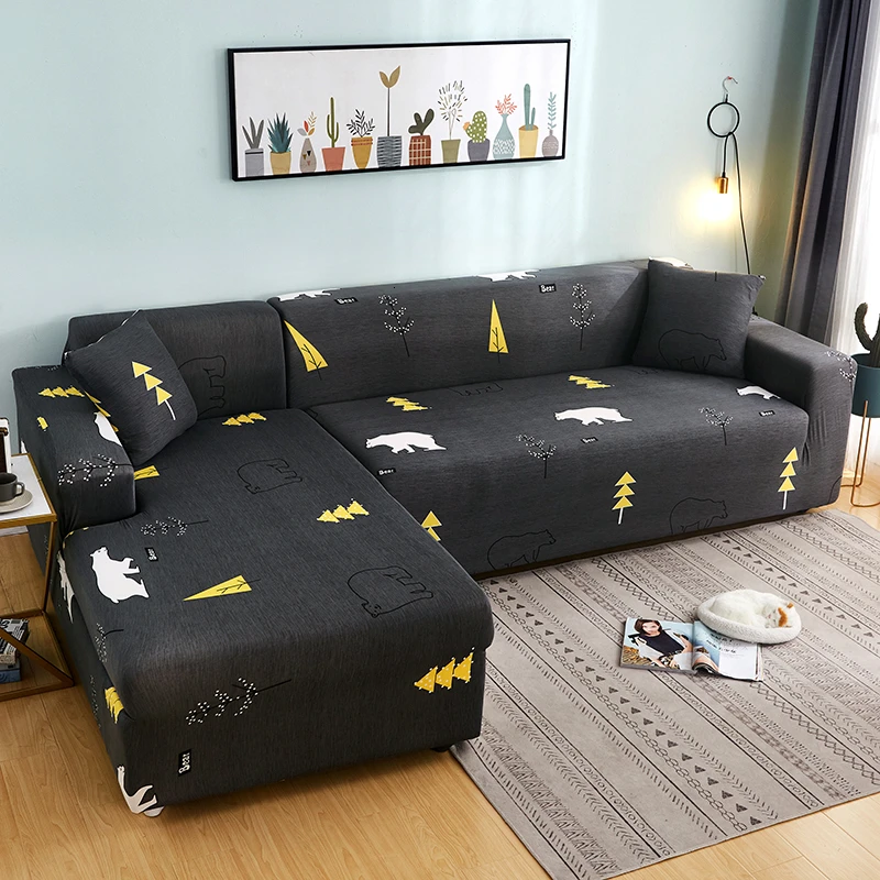 Эластичный плед-чехол для дивана набор спандекс геометрический принт сексекционные диванные чехлы для гостиной l-образный диван протектор для домашних животных - Цвет: 4