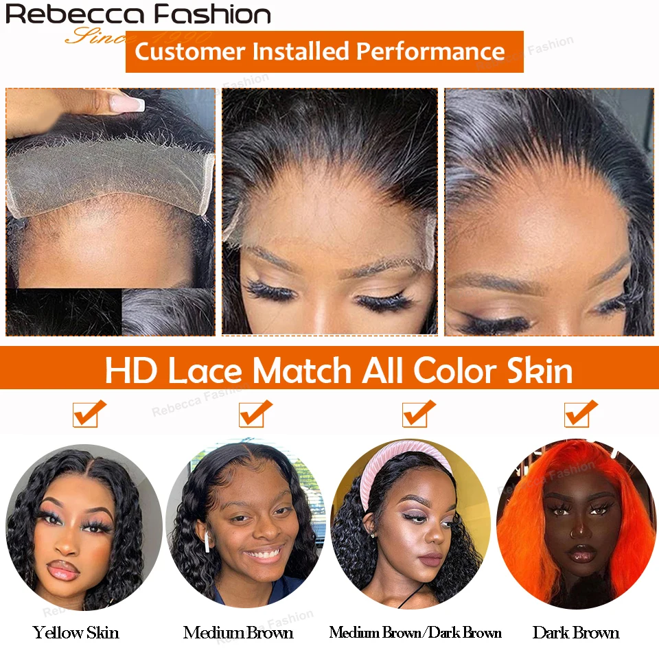 Rebecca Brazilian Deep Wave Hair Bundles With Closure Remy Human Hair 3 Bundles Deep Curly Transparent Lace Closure With Bundles