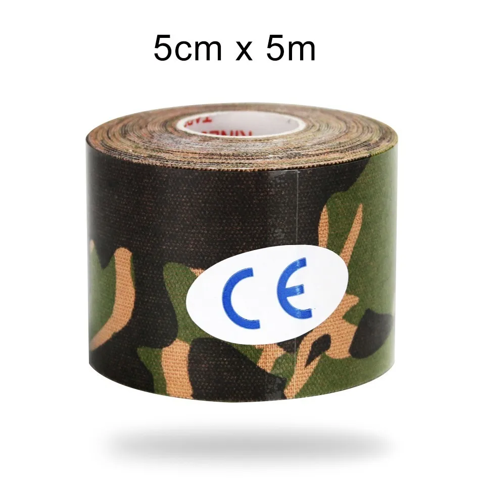 5X500 Green Camo REXCHI эластичная лента кинезиологическая Атлетическая восстановление спортивный наколенник безопасность для снятия боли в мышцах наколенники Поддержка тренажерного зала фитнес бинт - Цвет: 5X500 Green Camo