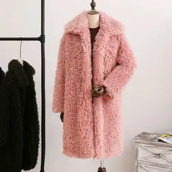 Модные женские пальто с длинным рукавом, зимнее теплое плотное длинное пальто, однотонное пальто, верхняя одежда, куртка, кардиган, пальто