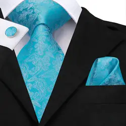Галстук-бабочка шелковые галстуки для мужчин небесно-голубой галстук с ярким узором набор карманные Квадратные запонки формальный костюм