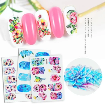 

1pcs 5D Nail Sticker Engraved Flower Design Adhesive Foils Decals DIY Manicure Slider 3D Nail Art Decorations Tips