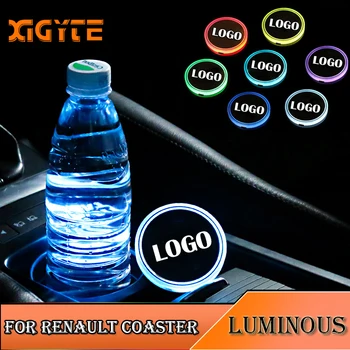 

2X Fashion Car Styling Logo Light LED Cup Drink Holder Anti Slip For Renault Duster Megane 2 Logan Megane 3 Clio Car Accessories