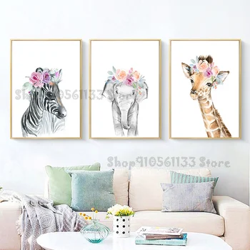 

5D DIY animal diamond painting zebra elephant giraffe nursery wall art children infant bedroom decoration Mosaic 3 pieces GG4157