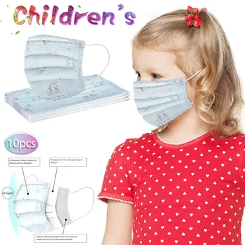 

New Children Kids Disposable Face Masks 3 Layer Anti-Dust Pollution Masks Non-woven Dustproof Cartoon Printed Mask mascarillas
