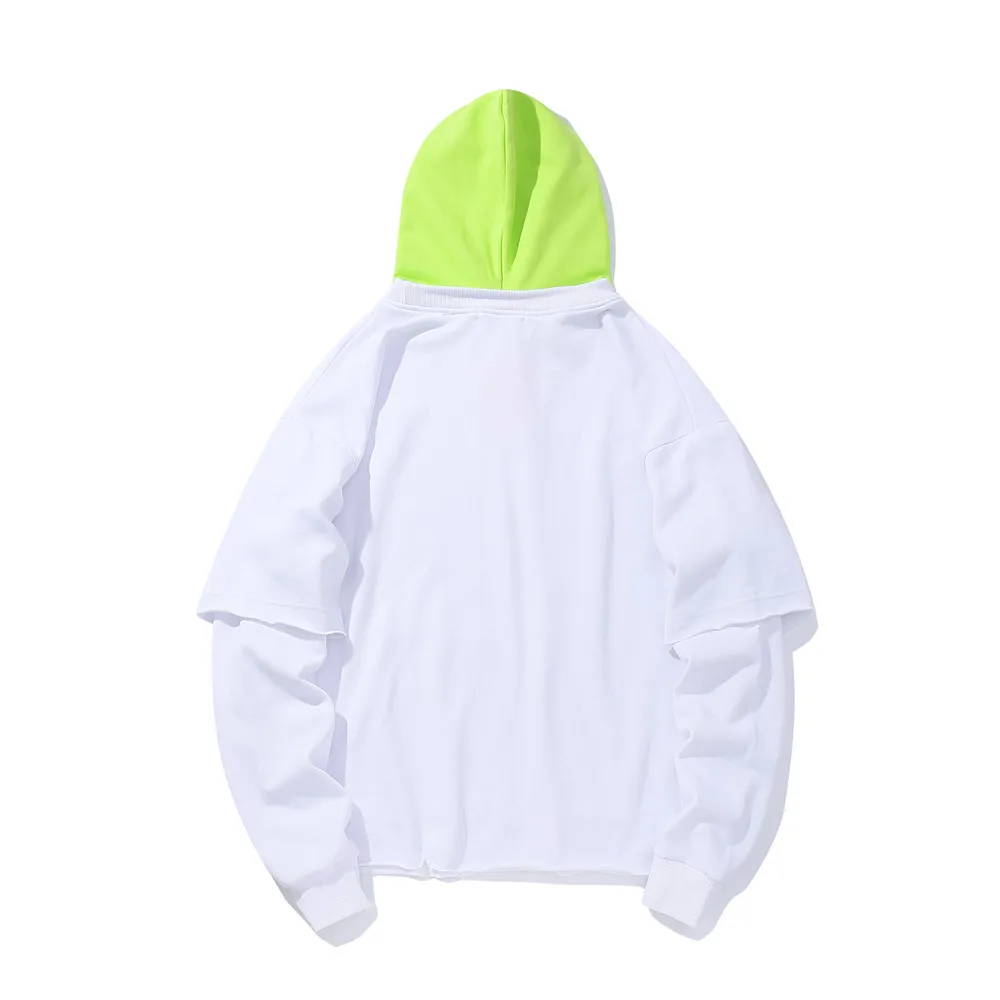 OSCN7 High Street поддельные две части толстовки мужские осень рок Харадзюку негабаритных толстовка с капюшоном Мужская s Женская толстовка 801