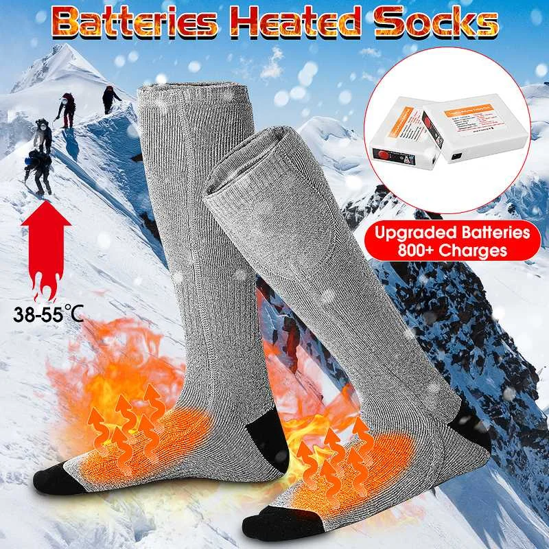 Outdoor Unisex Thermal Cotton Heated Socks Rechargeable Winter Foot Warmer Snowboard Skiing Fishing Sport Electric Socks