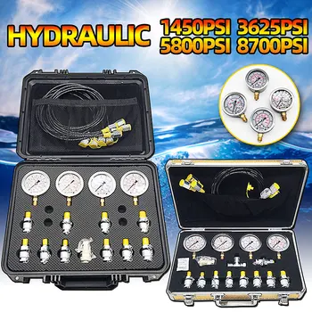 

Portable Hydraulic pressure guage Excavator Hydraulic Pressure Test Kit w/ Testing Point Coupling vacuum Coupling and gauge Tool