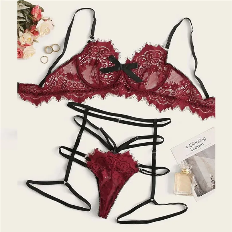 

Sexy Erotic Lingerie Bra+Garter+Briefs Set Babydoll Cut-Out Sleepwear S-XL Sexy Underwear Soutien Gorge Sexy Erotique 30NOV6