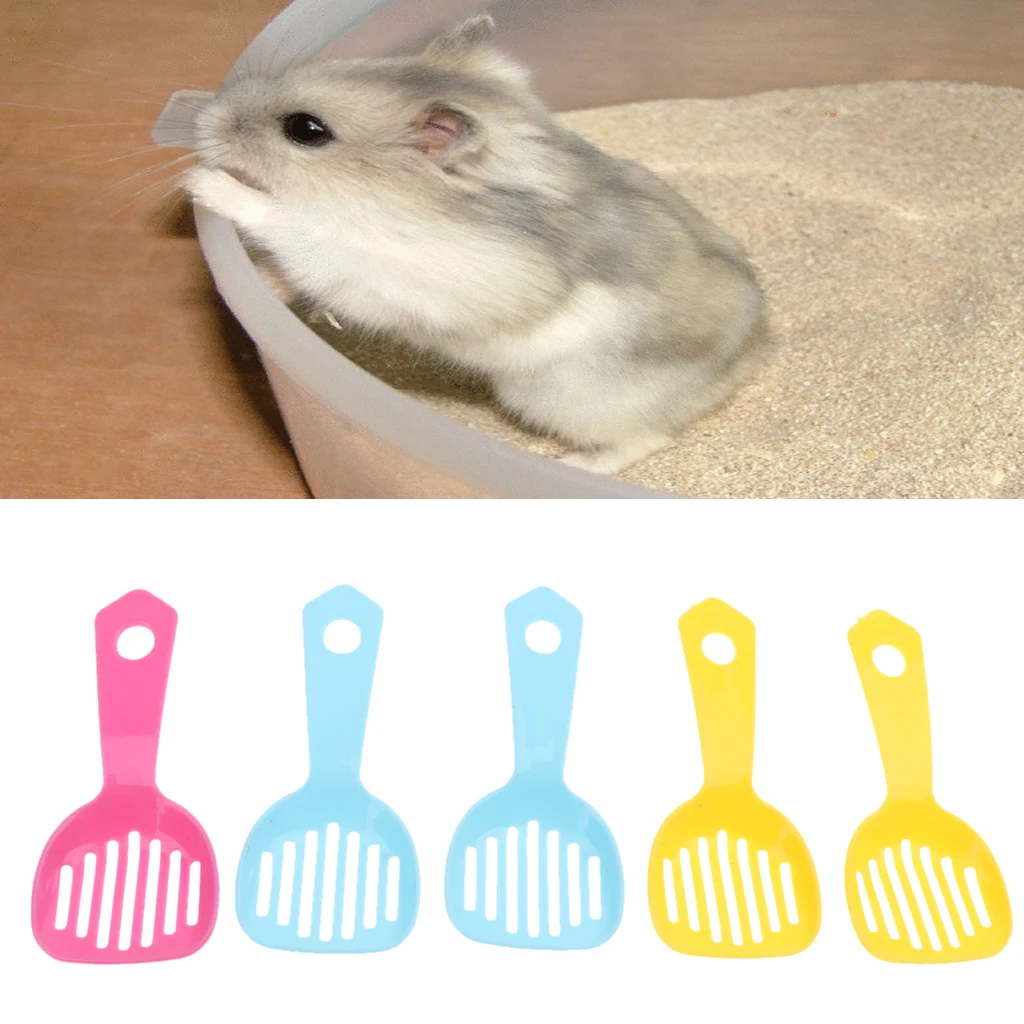 Small Animal Toilet Cleaning Scoop - Small Pet Hamster Poop Scooper - 5 Pieces 3 Colors