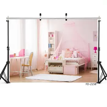 Kaufen Mädchen Zimmer Rosa Bett Schreibtisch Boden Hintergrund Dekorationen Für Baby Dusche Kinder Fotografie Kulissen Foto Booth Studio Requisiten