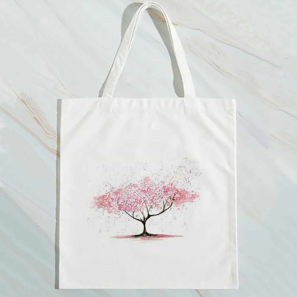 

Shopping Bag Tree Painting Tote Bag Canvas Handbag Washable Eco Bag Daily Use Reusable