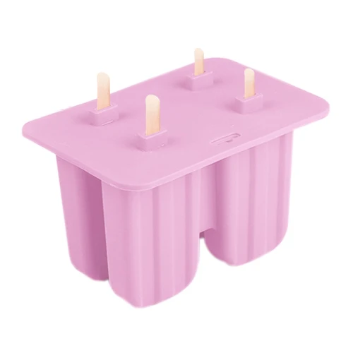 Силиконовые ванны для мороженого, Экологичная форма для Фруктового мороженого, домашняя детская для кухни, гаджеты, принадлежности для столовой, бара - Цвет: 4 Holes Pink