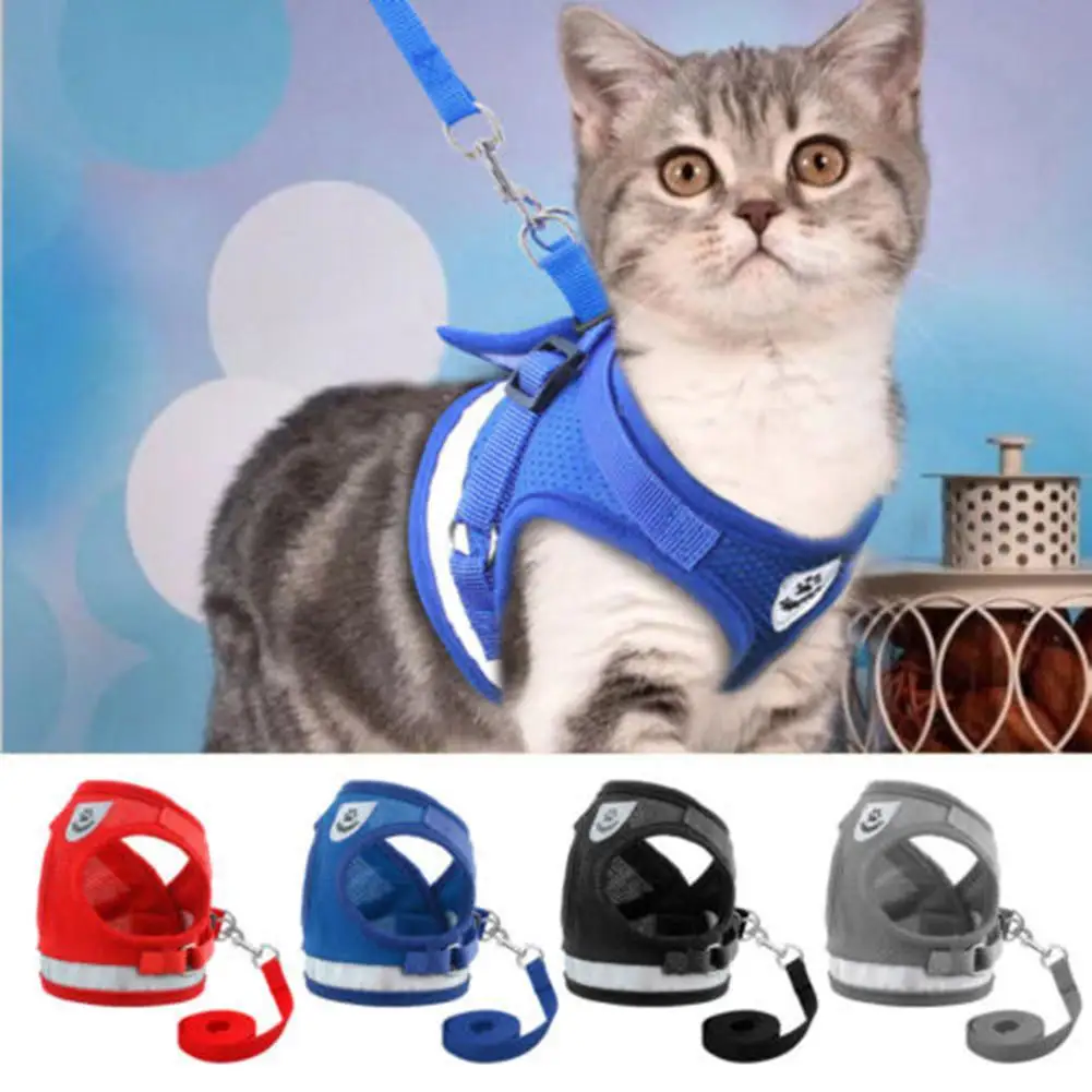 Pet Cat Harness And Leash Set For Small Dog Medium Nylon Mesh Puppy Cat 