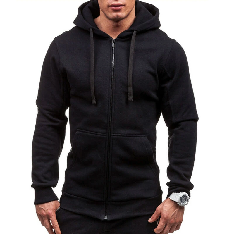 Sudadera con capucha para hombre, con forro polar de térmica, ajustada, con cremallera, cálida, a moda, para otoño e invierno, novedad de 2020|Sudaderas con capucha y sudaderas| - AliExpress