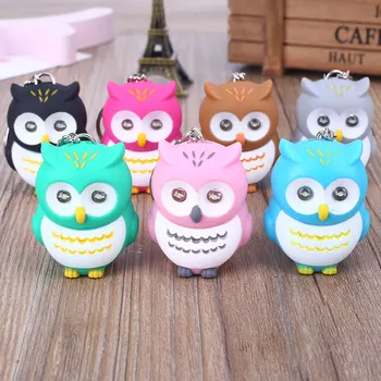 

Owl Keychain Glowing Pendant Key Ring DIY Sound Voice Children Toy New Creative Holder 7 Color
