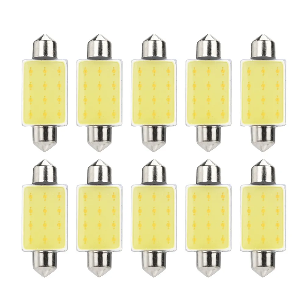 Kongyide Автомобильный свет 10 шт. 41 мм 12SMD 1,5 W COB светодиодный лампы автомобиля трубчатой формы для чтения верхнее освещение лампы свет автомобиля интерьер белый свет