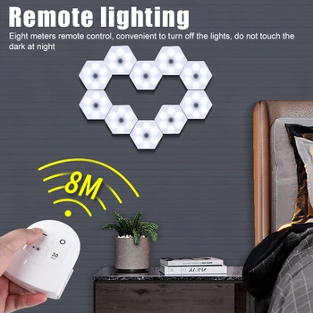 

3pcs Remote Control Hexagonal LED Wall Lamp Dimmable Timing Smart Light for Home Office Hotel TN99