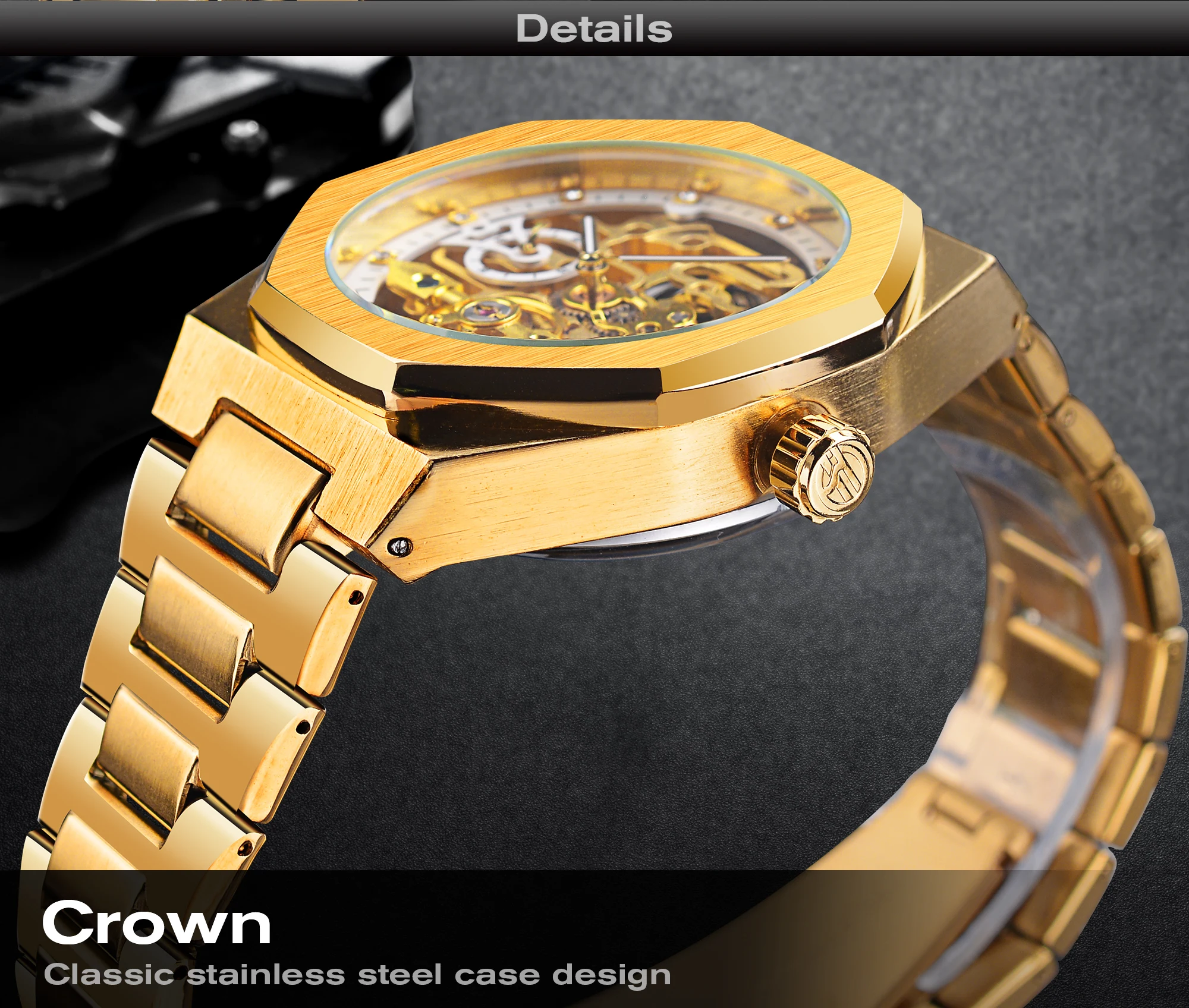 Forsining Golden Mechanical Watch Man Luxury Tourbillon Military Wristwatch Hollow New Men's Fashion Outdoor Watches Luminous_voghion.com