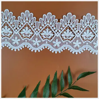 

Custom Design Flower Polyester Mesh White Beige Lace Trims Hometexile Embellishment Garment Apparel Accessories