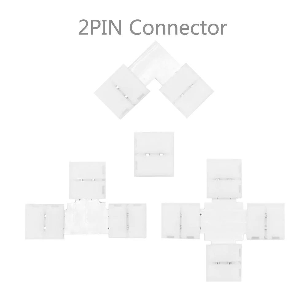 LED Strip Connectors LED Connectors Wire Connector Terminals Wire Connector Electrical Connectors Electrical Connector Cable Connector 50PCS 2/3/4/5PIN 10mm Solderless LED Connector T/L/X Shape Corner Connector For WS2811 WS2812 3528 5050 RGB Led Strip Light