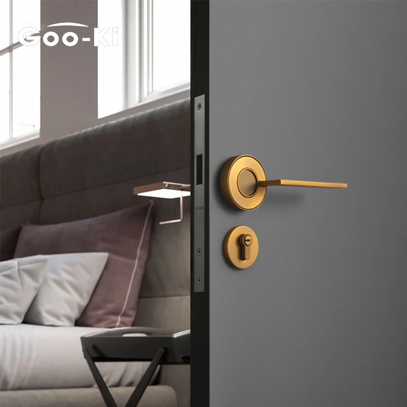 Goo Ki Nordic Silent Door Lock Bedroom Door Handle with Lock Interior