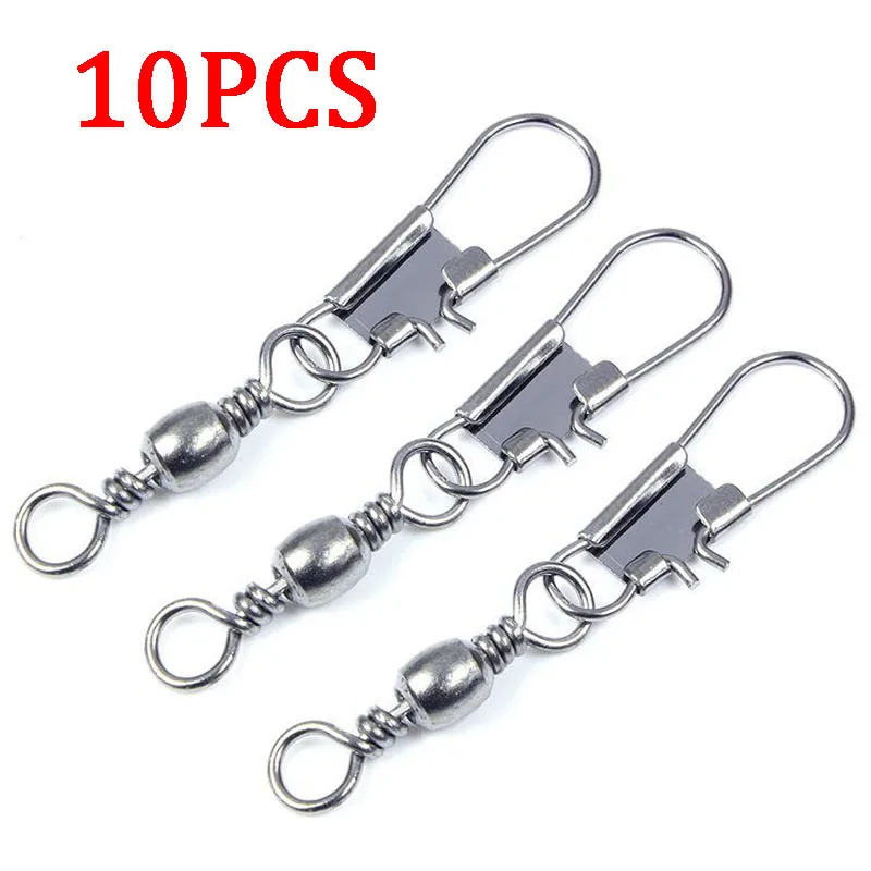 10PCS Swivels Fishing Connector Snap Pin Rolling Fishing Lure Tackles