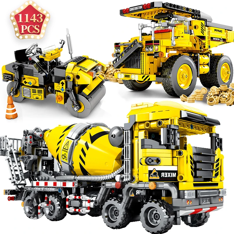 SEMBO Technic City серия транспортер миксер роликовый кран строительные блоки