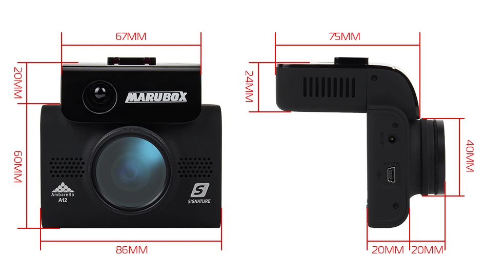 Marubox M700R Комбо- устройства 3-в-1: видеорегистратор, радар-детектор, GPS-информатор. Видеорегистратор с антирадаром, 3 дюймовый ЖК-дисплей с сенсорным управлением, запись HD 2304х1296-30 к/с, Signature, CPL