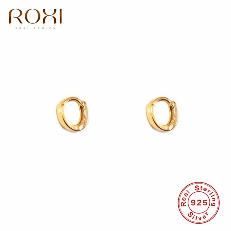 ROXI простые серьги из стерлингового серебра 925 пробы для женщин Гладкая поверхность круглые серьги-гвоздики полированный круг серьги, ювелирные изделия