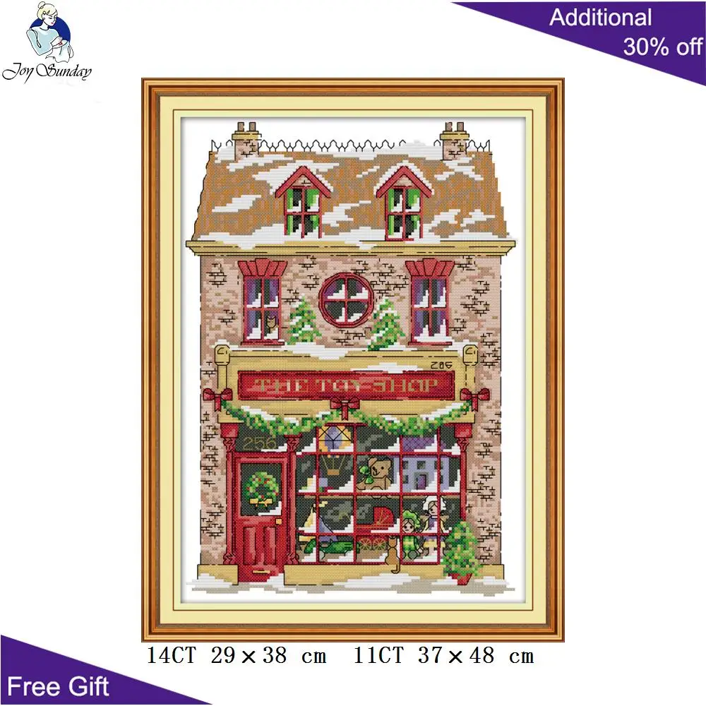 Your Gift Christmas Toy House Needlework J435 14CT 11CT Counted and Stamped Home Decor Embroidery Cross Stitch kits | Дом и сад