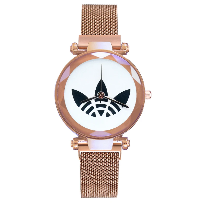 Rose Gold Роскошные женские часы с магнитной пряжкой и сетчатым ремешком, кварцевые наручные часы, женские часы с бриллиантами из розового золота Zegarek Damsk - Цвет: Rose Gold