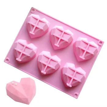 

6/8 Cavity Diamond Love Heart-Shaped Silicone Molds For Sponge Cakes Mousse Chocolate Dessert Bakeware Pastry Mould