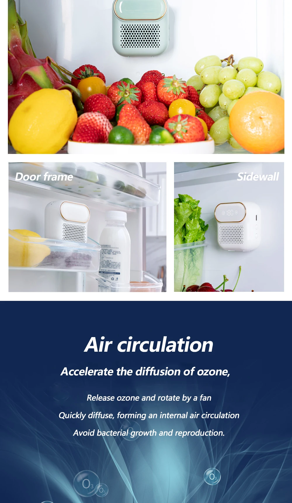 Mini Purificateur d'air Purificateur de Réfrigérateur d'Ozone