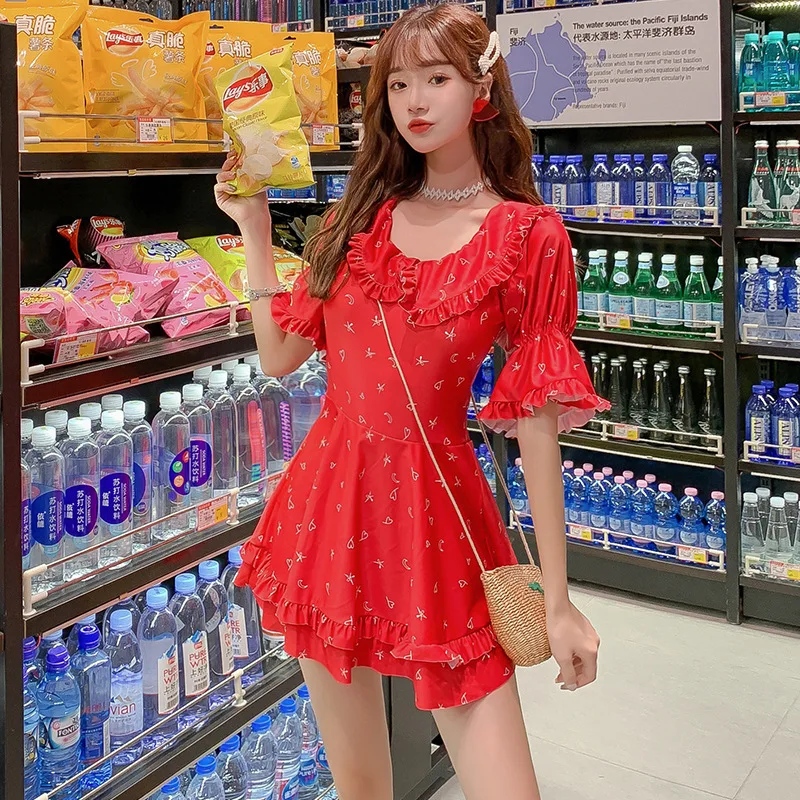 

One-Piece Swimwear For Women Swimsuit Full One Piece With Push Up Swimsuits Woman 2019 Onepiece Red Classics Horn Long Sleeve