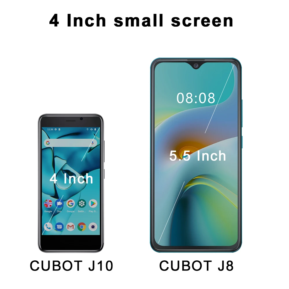 Cubot Smartphone 4-Inch Mini Phone-J10, 32GB ROM 2350mAh 5MP Rear Camera Google Android 11 Dual SIM Card 3G Telephone Face ID