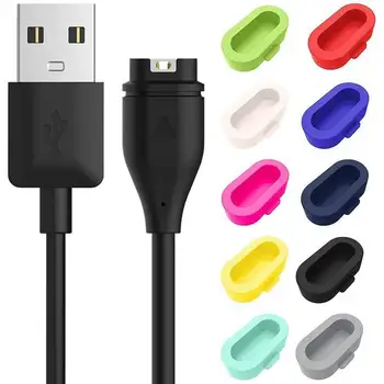 

10 Pack Silicone Dust Plug with USB Charging Cable Replacement Metal Watch Band for Garmin Fenix 6/Fenix 5 Plus/Forerunner 935