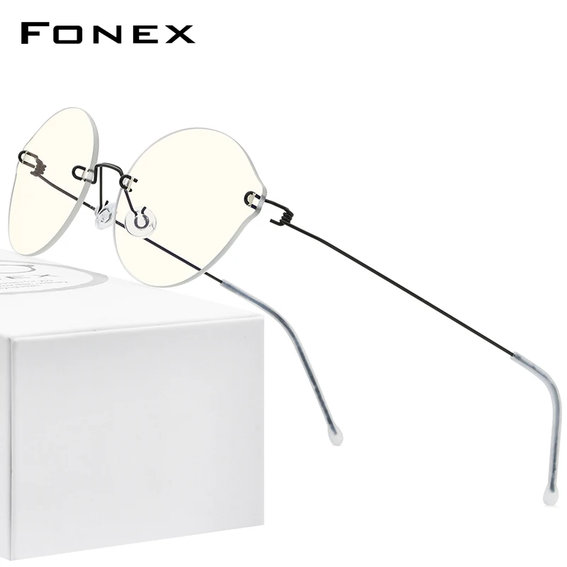 FONEX Титан сплав анти голубой светильник фильтром очки Для мужчин 2020 Новый женщин