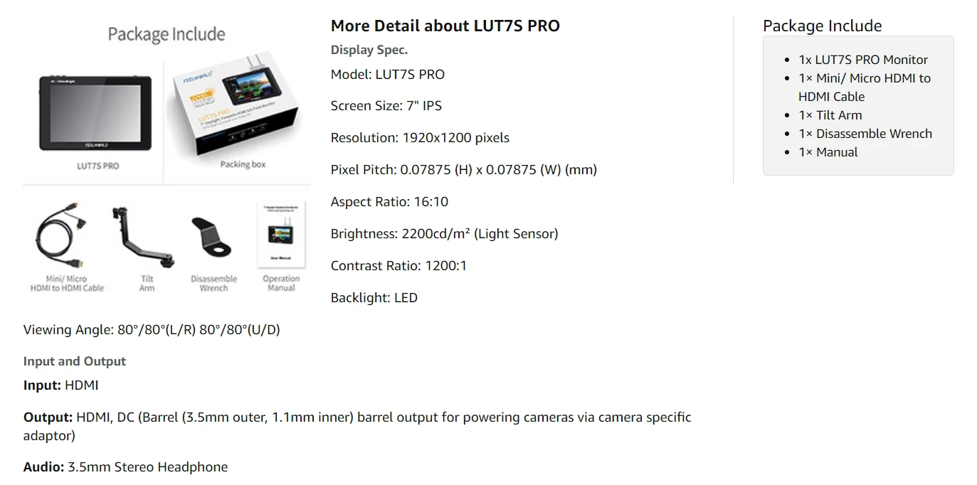 2200 lêndeas dslr câmera campo monitor 3d