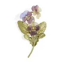  CSxjd Genuine Metal bronze Pansy brooch three flowers plant simple temperament creative female accessories 