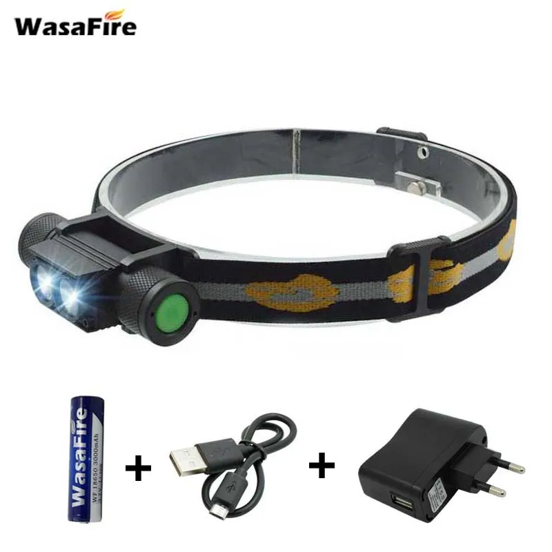 

Powerful 3800 Lumens Frontal LED Headlamp Adjustable 6 Modes Waterproof Forehead Headlight Rechargeable Camping Flashlight Lamp