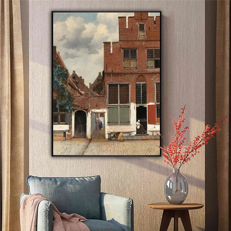 Знаменитые Картины маслом на холсте Маленькие уличные здания от Vermeer настенные
